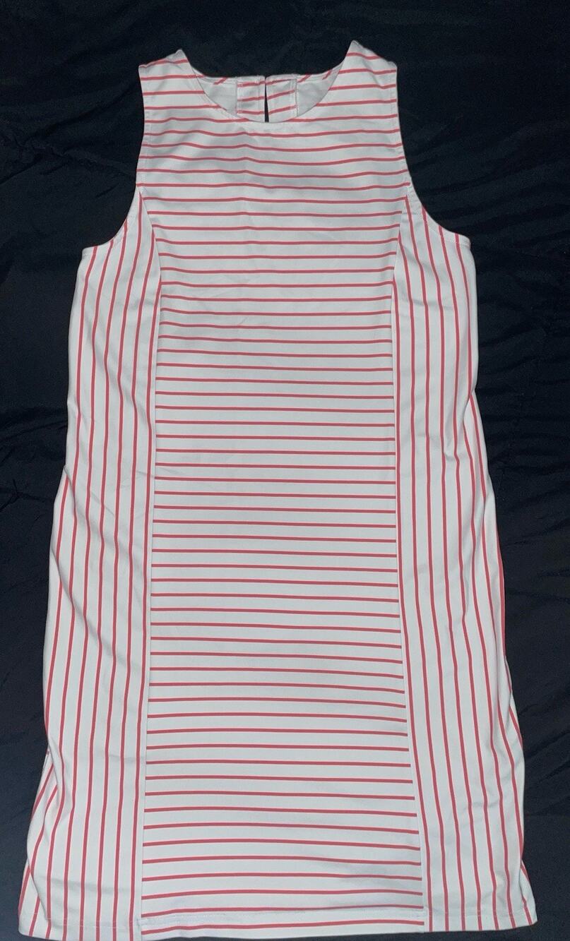 NEW- XS Southern Tide MARLEE Performance Dress Sunkist White Coral stripes